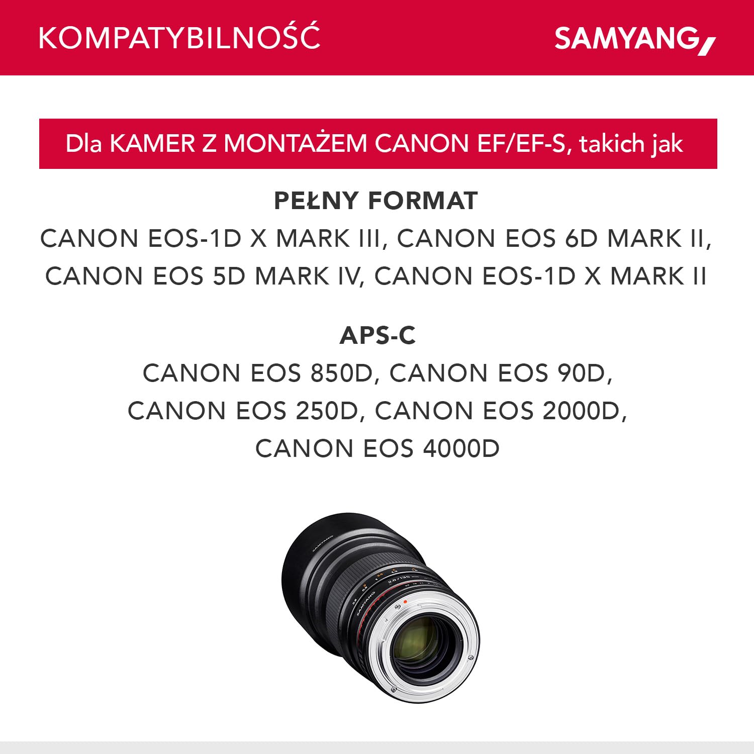 Samyang F 2.0 Ed Umc 7493 Obiektyw, Czarny, 135 mm