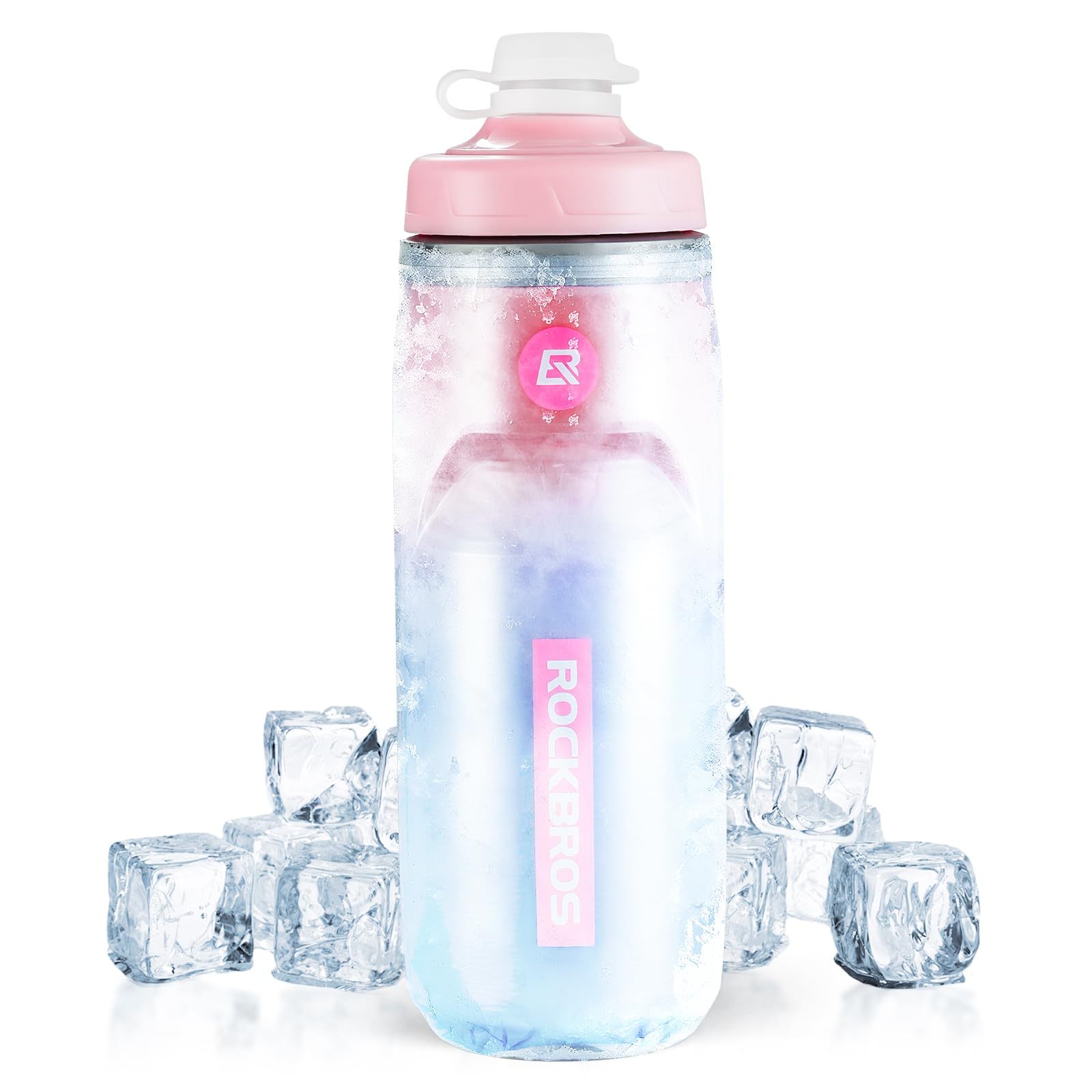 ROCKBROS Water Bottle 620 ml Leak-Proof Sports Bottle Road Bike Mountain Insulated Bottle Sports Outdoor Drinking Bottle Squeezable Water Bottle, Pink and Blue โ image 1