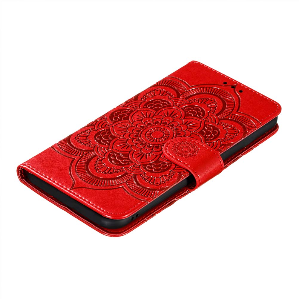 IMEIKONST Xiaomi Redmi Note 7 Custodia Embossed Premium Phone Cover a Libro in Pelle PU Flip Portafoglio Holder Protettiva Magnetic Stand Caso per Xiaomi Redmi Note 7 Mandala Grey LD