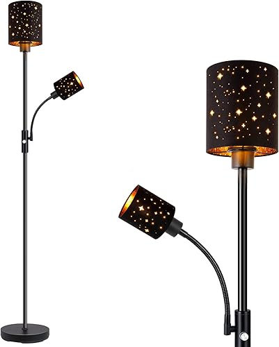 Industrial Floor Lamps for Living Room, Tree Standing Lamp for Bedroom with Adjustable 3-Light, 4W E12 LED Bulb, Modern Stand Up Lamps, Metal Tall