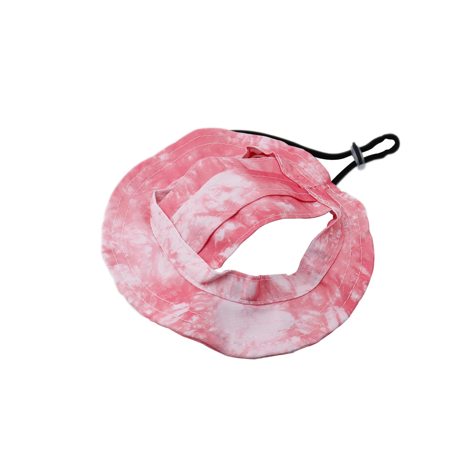 LuckyOpt Pet Sun Hat, Adjustable Rope Buckle Exposed Ear Pet Fisherman Hat for Puppies Cats, Small Dog and Similar Size Pets (Pink, S)