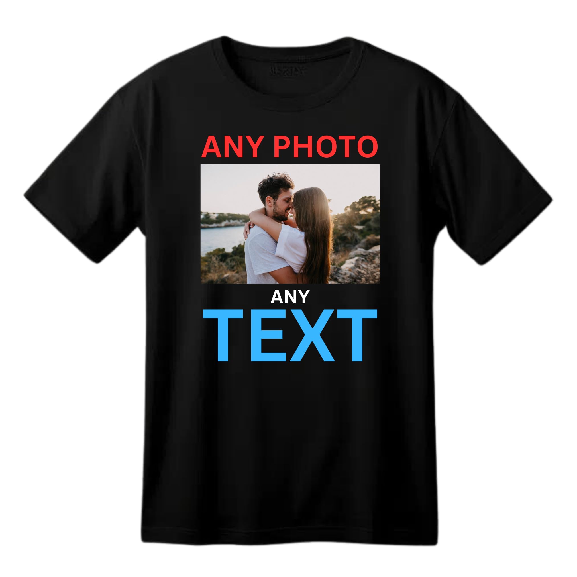 Be BuzCustomise Any Text Any Photo Any Colour Adults Logo Printed Unisex Men Women Summer Winter Cotton Crew Neck Casual T-Shirt