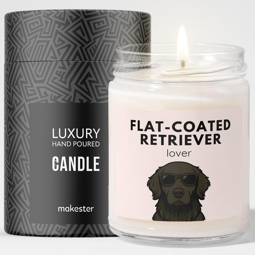 Flat-Coated Retriever Gifts - Luxury Soy Wax Candle - Vanilla, Jasmine, Sugared Almond - Dogs in Shades - Makester