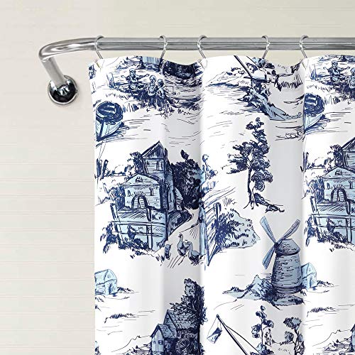 Rideau de douche en toile imperméable rideau salle de bain blanc bleu 183x183