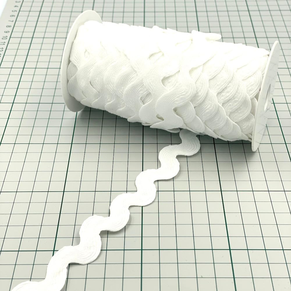 Craft Cult 22mm Large Sized RIC Rac Ribbon Trim - 25 Metre Roll (2 - White)