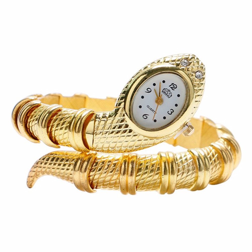 Unique Design Snake Shaped Bracelet Style Watch Woman Diamond Ornaments Gfit Casual Watch
