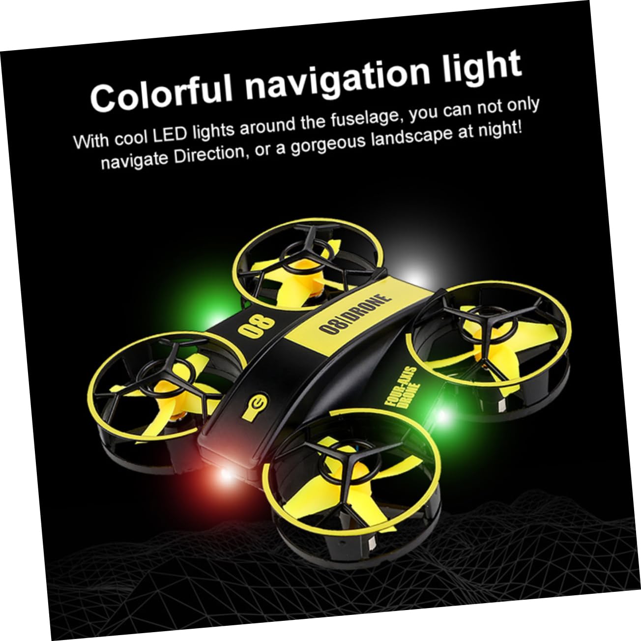 TOYANDONA Mini Drone Quadcopter Portatile Con Luce Led Elicottero Telecomandato Per Giocattoli Facile Controllo Per Adulti e Gioco Notturno Divertente Design Resistente Agli Urti