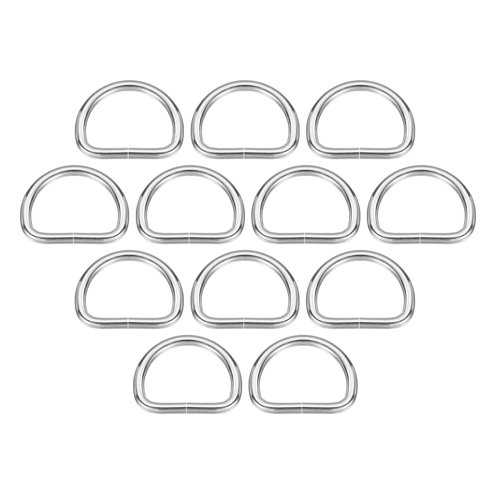 sourcing map 30 Pcs Metal D Rings Buckle 1" ID 3.8mm Thickness Heavy Duty Opening D-Rings Clips Hooks for Crafts Hardware Bags Keyrings Straps Belts DIY Accessories, Bright Silver