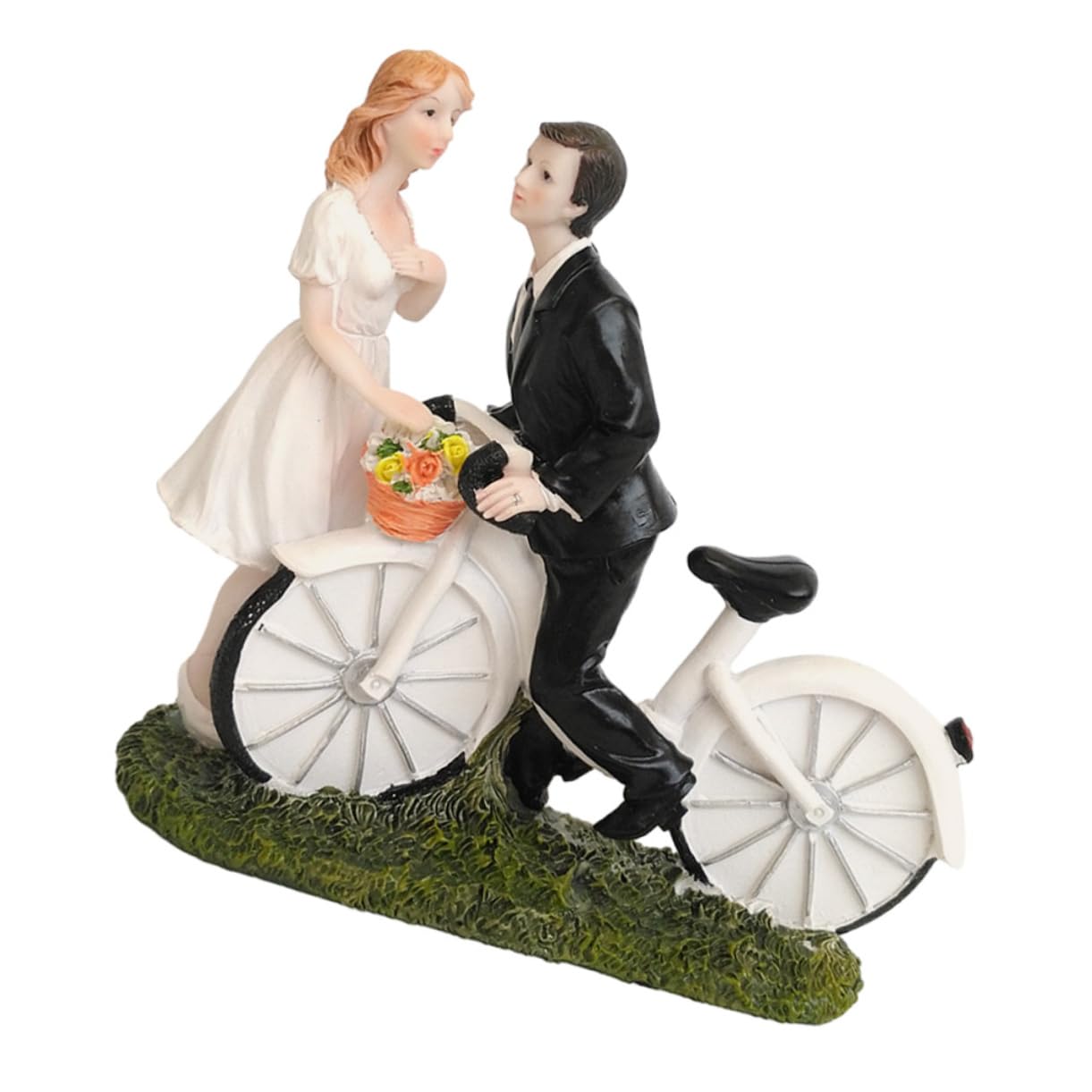 Amosfun 3 Stück Brautpaar Figur mit Fahrrad Hochzeitsdeko aus Resin Liebevolle Kuchendekoration für Besondere Anlässe Langlebiges Partyzubehör für Hochzeiten Geburtstage und Feiern
