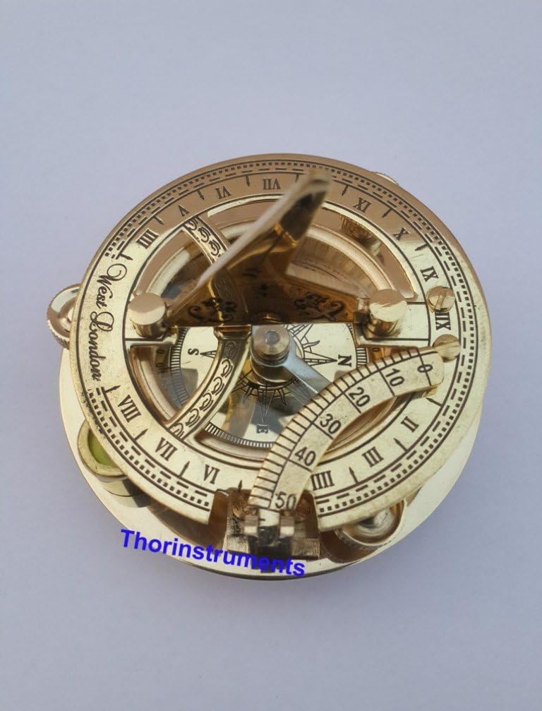 THOR INSTRUMENTS Maritime Solid Brass West London Sundial Compass Rustic Vintage Home Decor Gifts