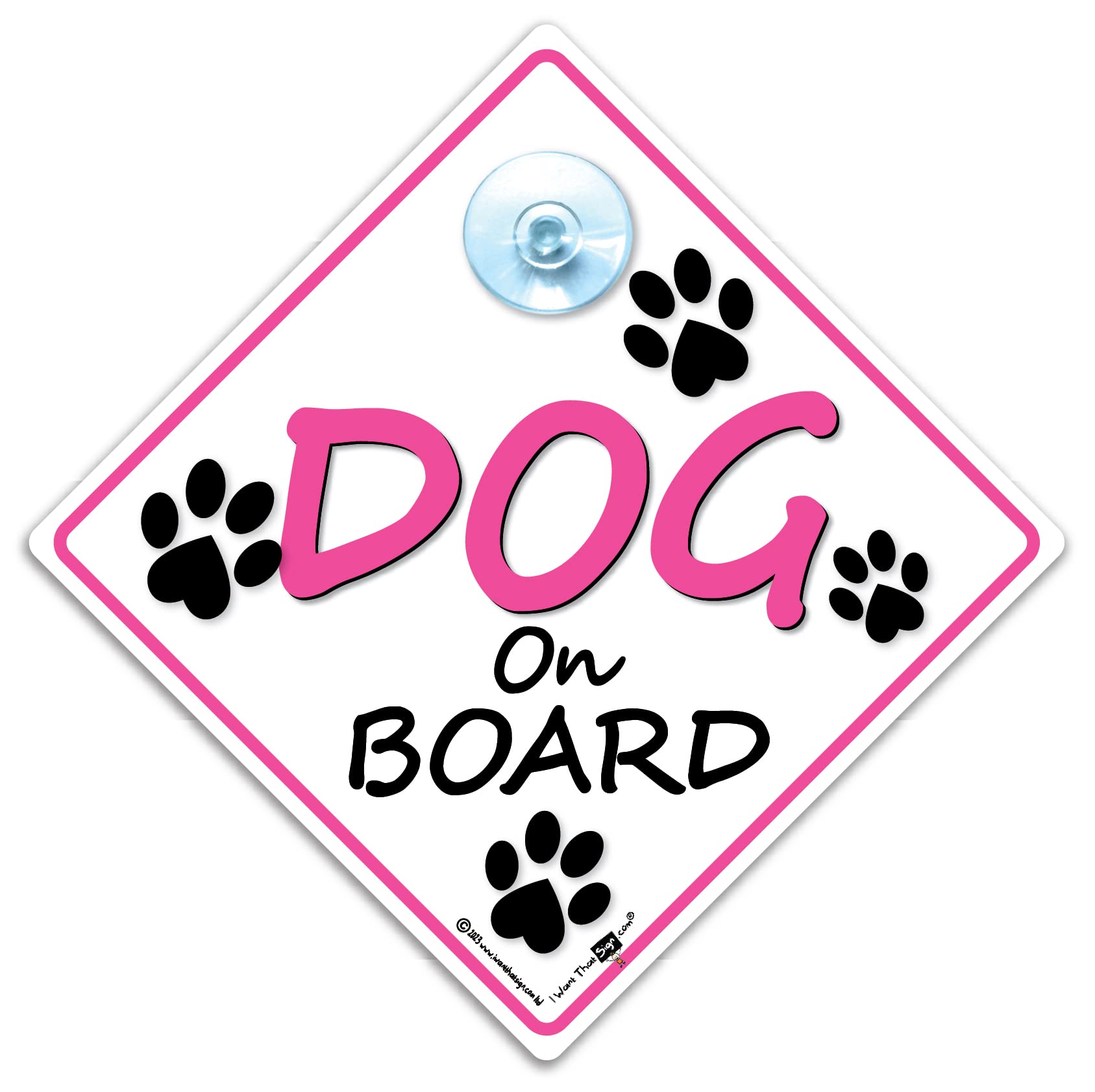 Dog on Board Car Sign with Suction Cup, 14cm, Fur Baby Notice