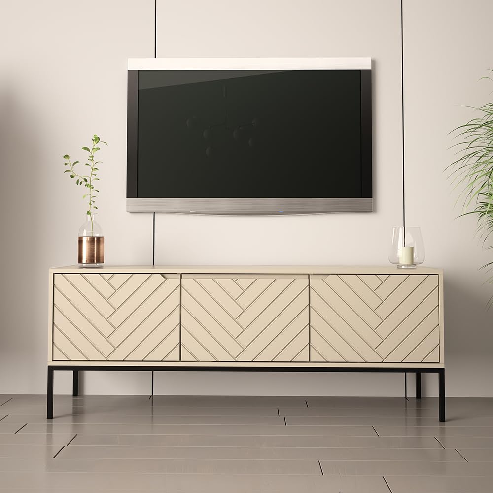 Lomadox Wohnzimmer Set 2-teilig Wohnzimmerschrank Wohnzimmermöbel Wohnzimmer Schränke modern in Kaschmir mit gefrästen Fronten