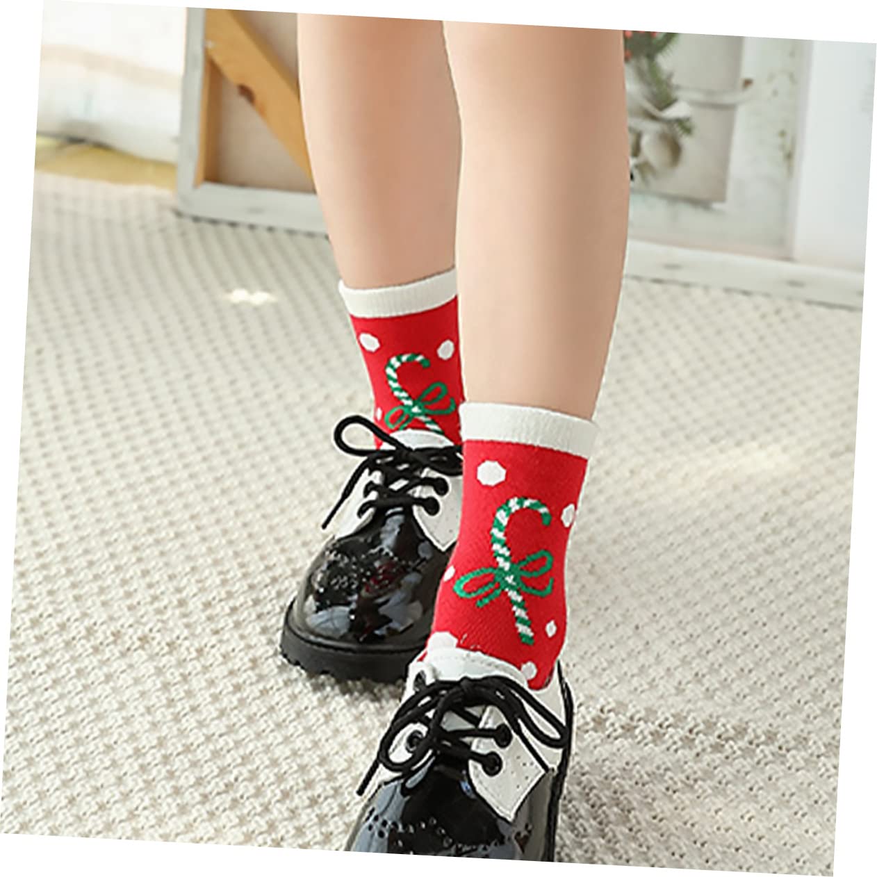 BESPORTBLE 5 Paia Calze di Natale Calde Calze Medie Cotone Cartoni Animati Ragazza Ragazza e Adulti