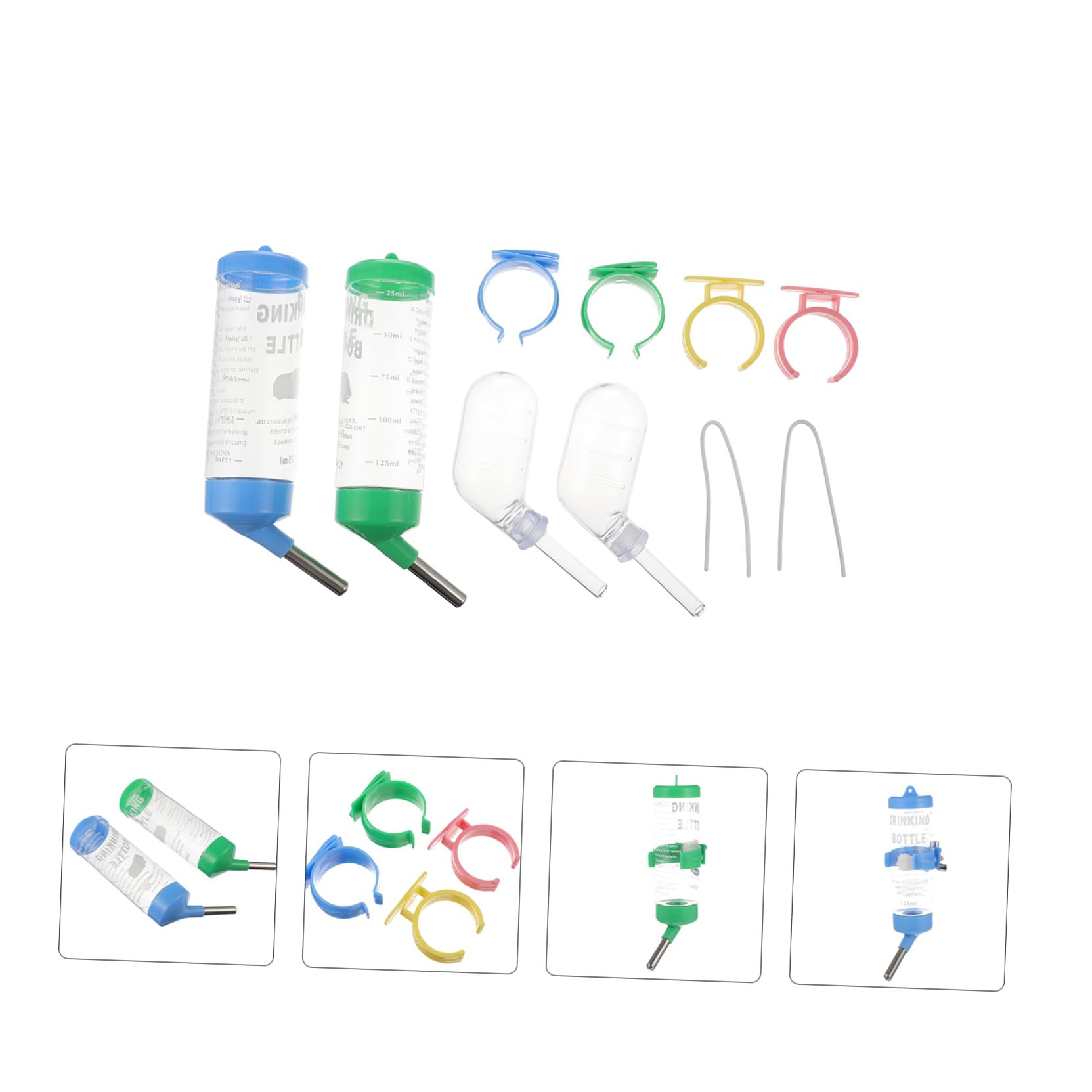 POPETPOP 12pièces Bouteille Eau pour Petits Animaux Distributeur Pratique pour Hamster Cochon Et Autres Rongeurs Installation Facile Évite Les Fuites Et Design Compact pour Cage