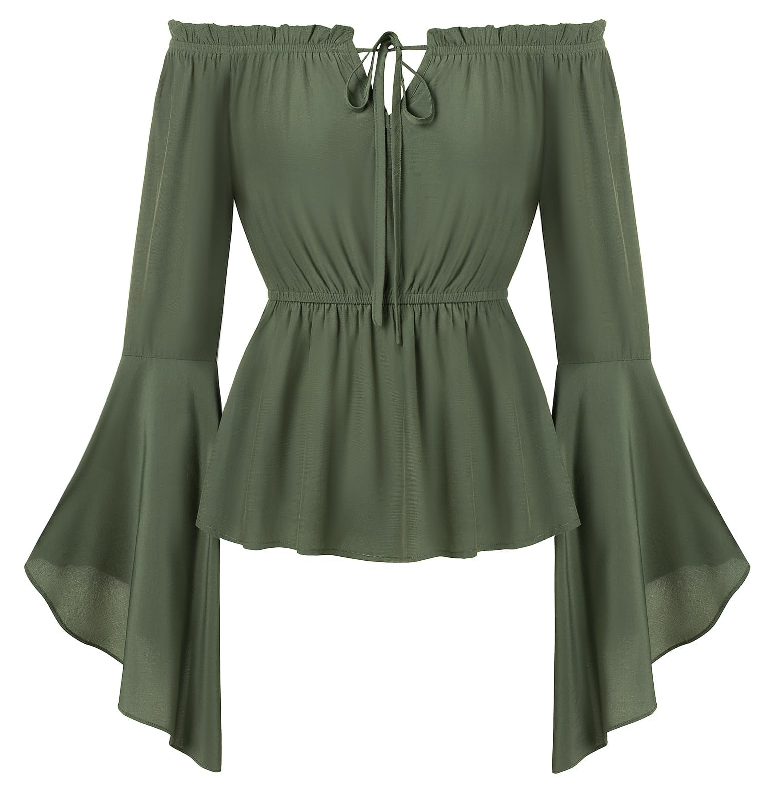 SCARLET DARKNESS Renaissance Shirt Women Peasant Blouse Bell Sleeve Off Shoulder Tops Pirate Costume