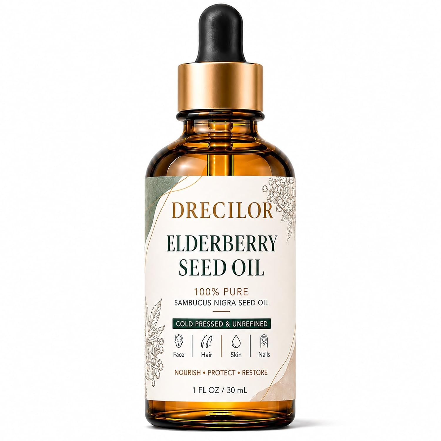 Elderberry Seed Oil - Pure Cold Pressed Face Oil for Skin