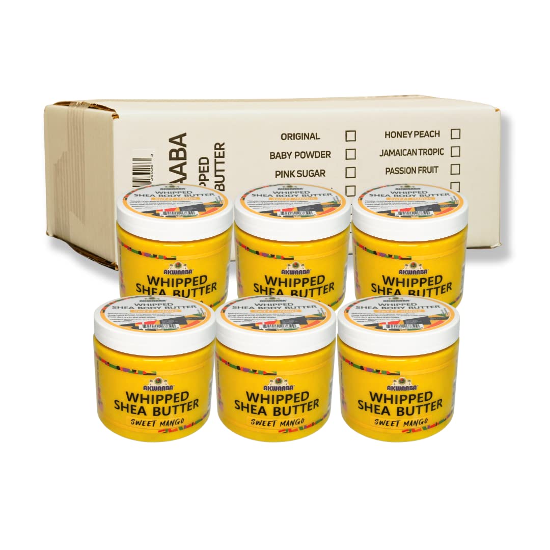 AKWAABA Whipped Shea Butter (Sweet Mango) | 12 oz | Nourishing, Moisturizing & Hydrating | For All Skin Types