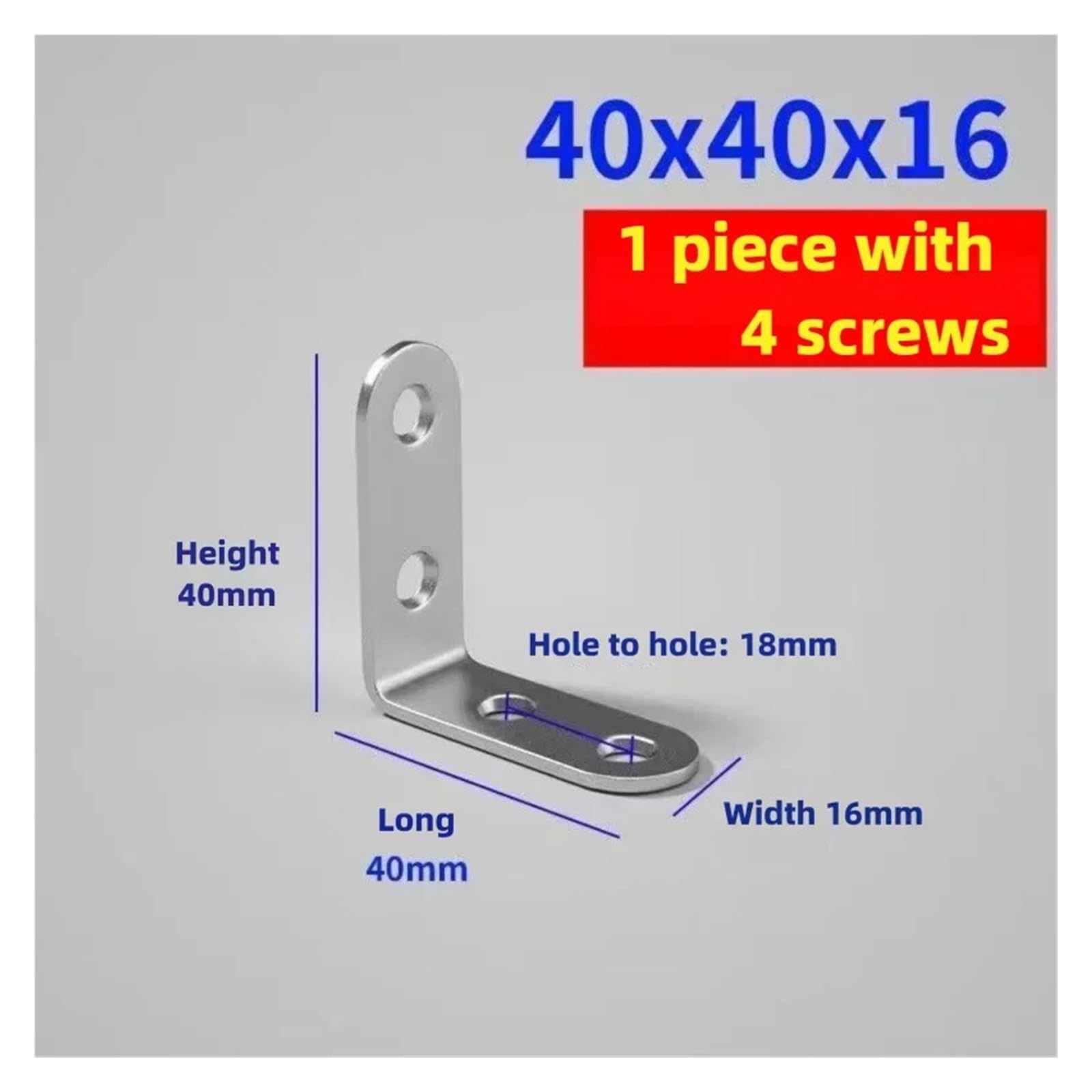 Soportes en L de acero inoxidable 304 con tornillos | 10 soportes angulares inoxidables, completos con tornillos for fijación de estantes, sillas y cajones.(50 pcs)
