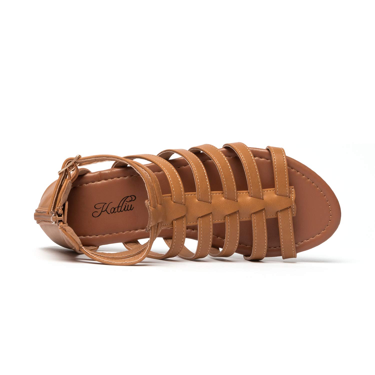 katliu Sandales Femme Plates Spartiates Confortables Été avec Brides pour Plage Vacances et Quotidien 36-41