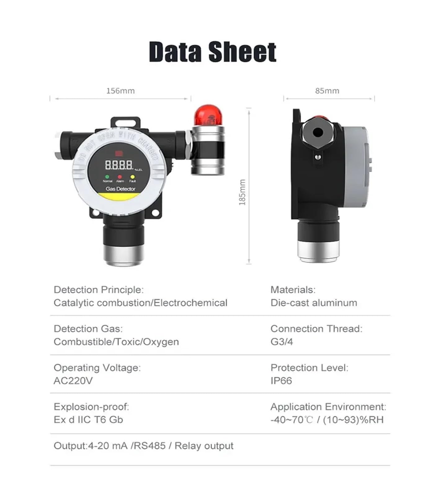 Detector de gas, Detector de gas Detector de fugas de gas H2 H2S NH3 CH4 C2H2 DETECTOR DE GAS(NH3 0-100ppm)