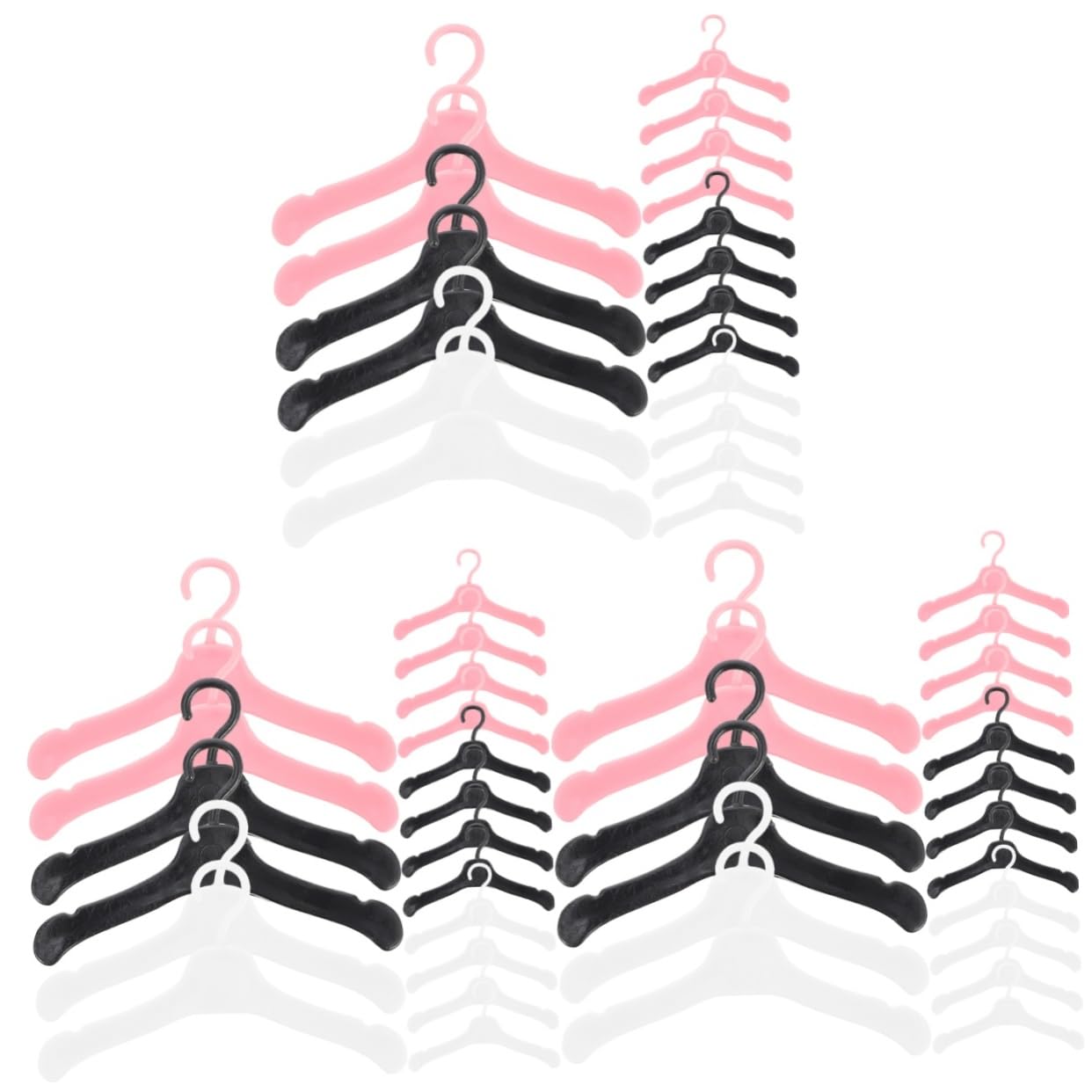 HAWILLOSCH 3sets Mini Dolls Clothes Rack Pink Boys and Girls Hangers Doll Clothing Storage 60pcs*3