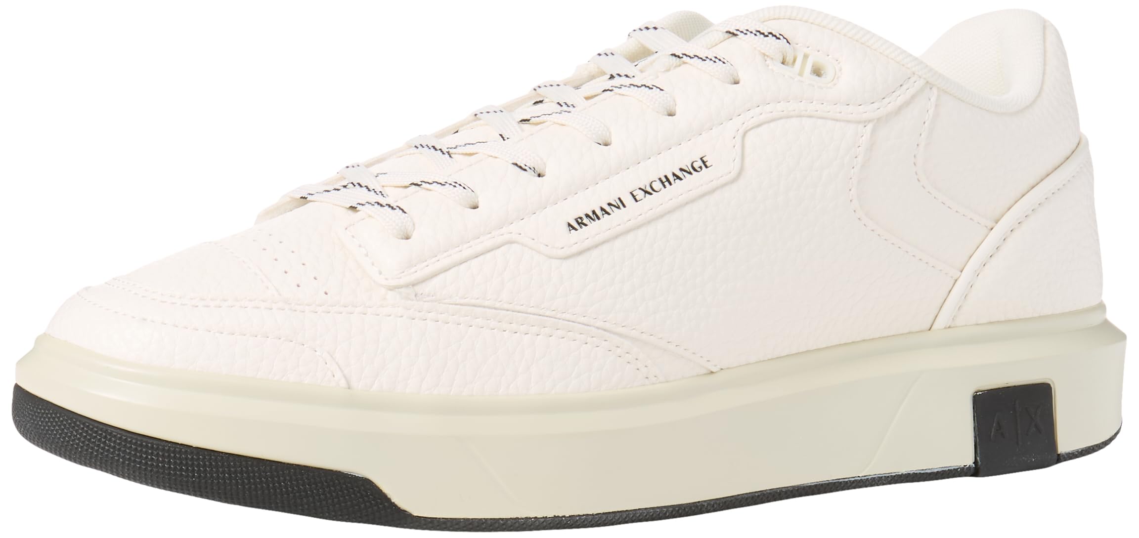 Armani Exchange Men's Venice, Logo Tab on Sole Trainers, Off White, 45 EU