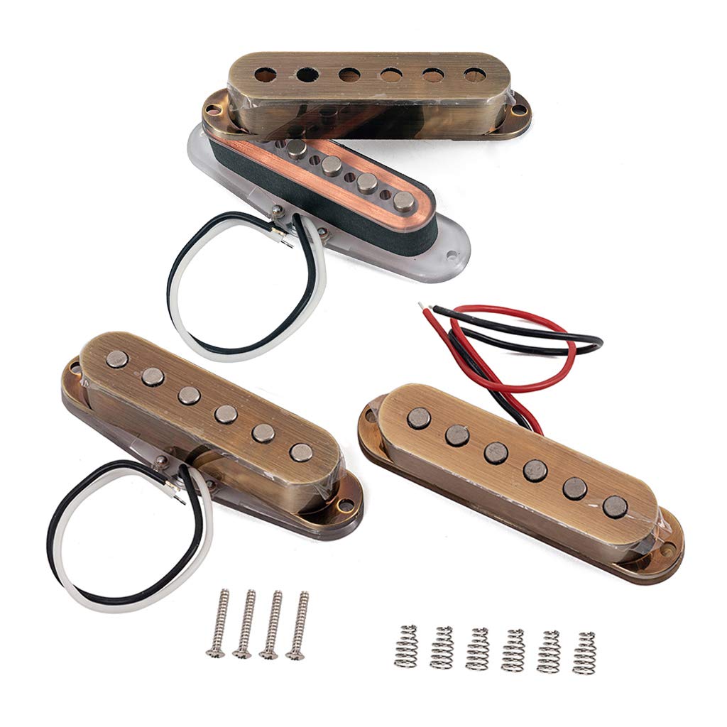 Alnicov - Pickup per chitarra, set di pickup a bobina singola, configurazione single coil SSS, accessori per chitarra in stile strato, colore bronzo