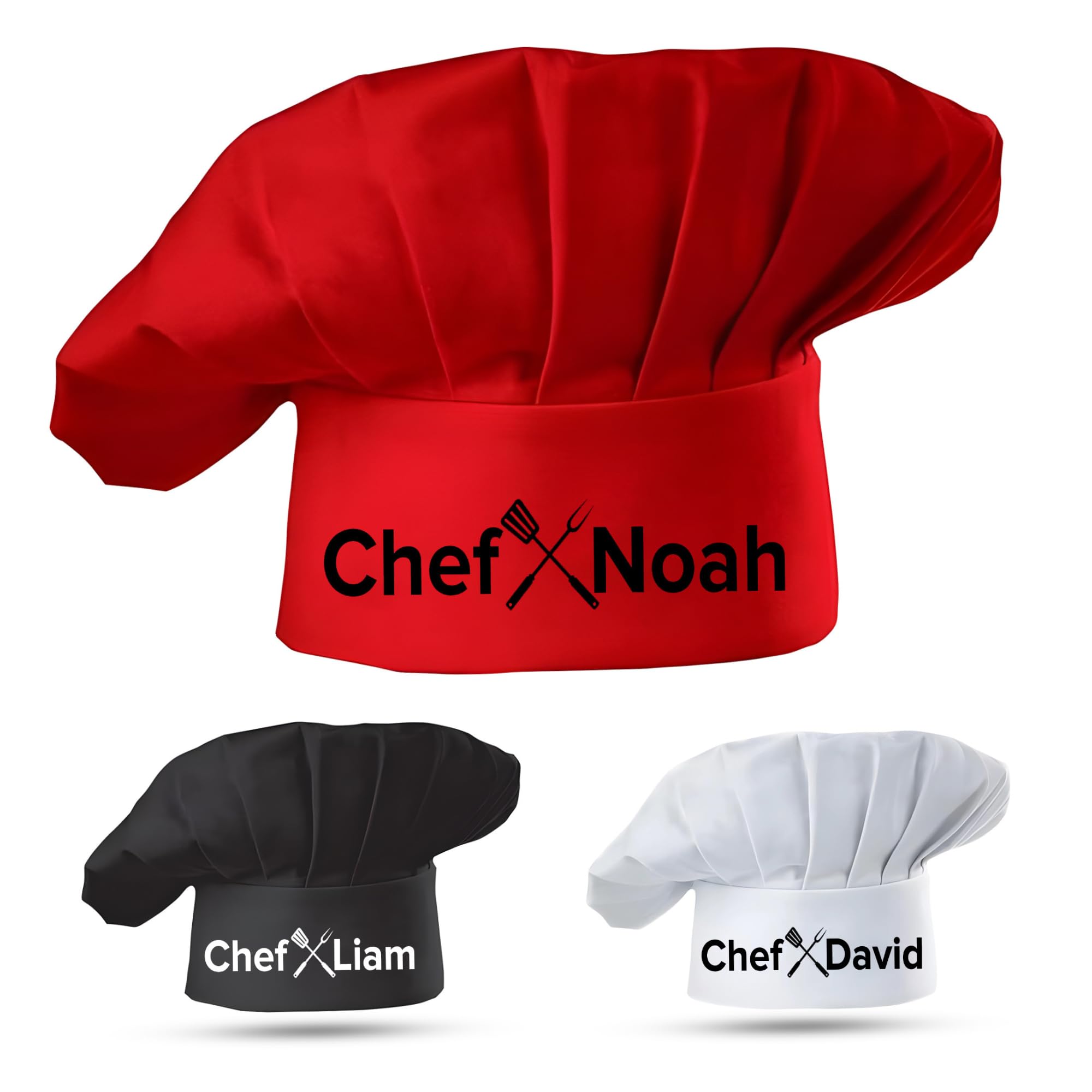 Custom Empire ShopPersonalized Grill Chef Hat with Custom Name, Adjustable BBQ Accessory for Father, Dad, Kitchen Cooking Chef Hat for Men