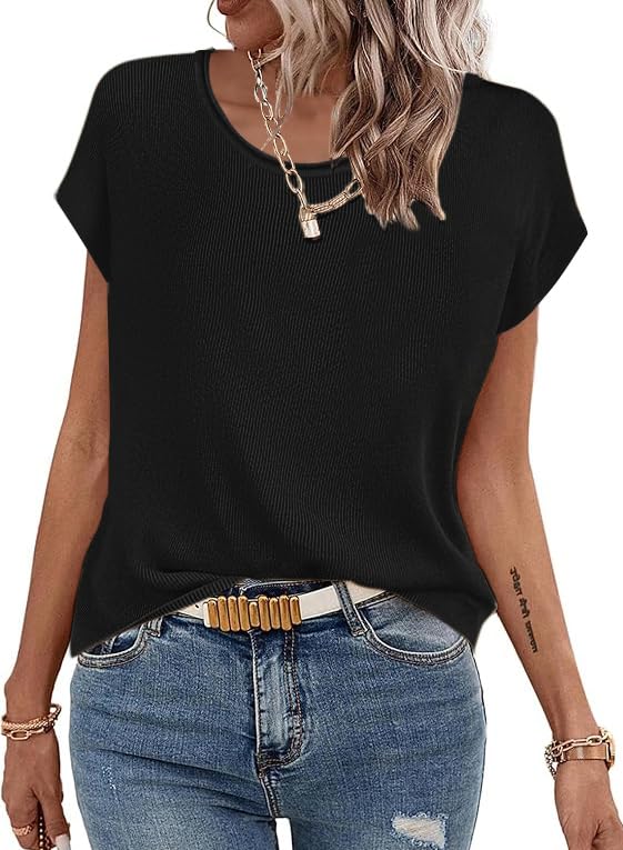 Image of Zeagoo Sweater Tank Tops for Women Sleeveless Crew Neck Loose Fit Knit Tops Summer Business Casual Outfits Black