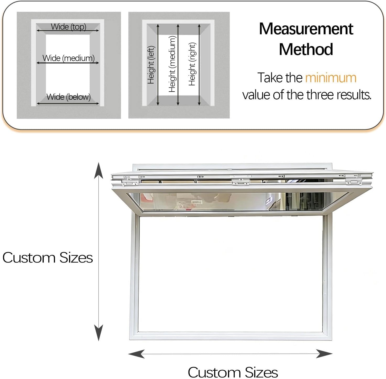 Folding Sliding Aluminum Frame Concession Window Lockable Double Hung Folding Service Window Customizable Mobile Home Windows Double Hung Window for Food Truck, Coffee Shop, Vending(White,36x16in)