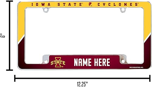 Miniatura 5 de Rico Industries NCAA Iowa State Cyclones - Marco para placa de automóvil cromado, de 12 x 6 pulgadas, para automóvil, camión, SUV