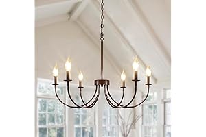 Farmhouse Oil Rubbed Bronze 6-Light Chandelier for Dining Rooms