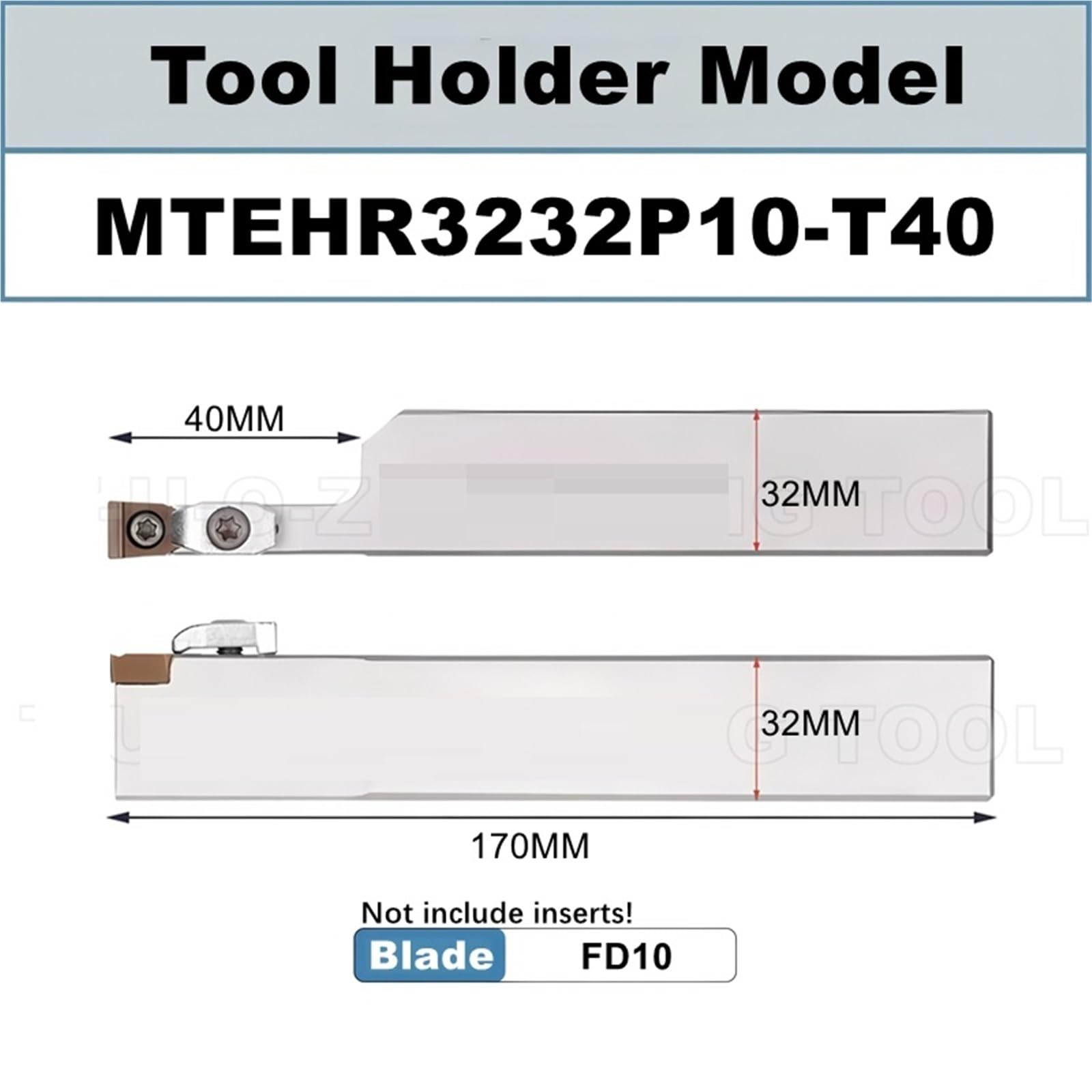 Sin Inserción Soporte De Herramienta Ranurado Profundo Externo Extendido 40MM 50MM Corte Pesado Un Solo Lado(MTEHR3232P10-T40)
