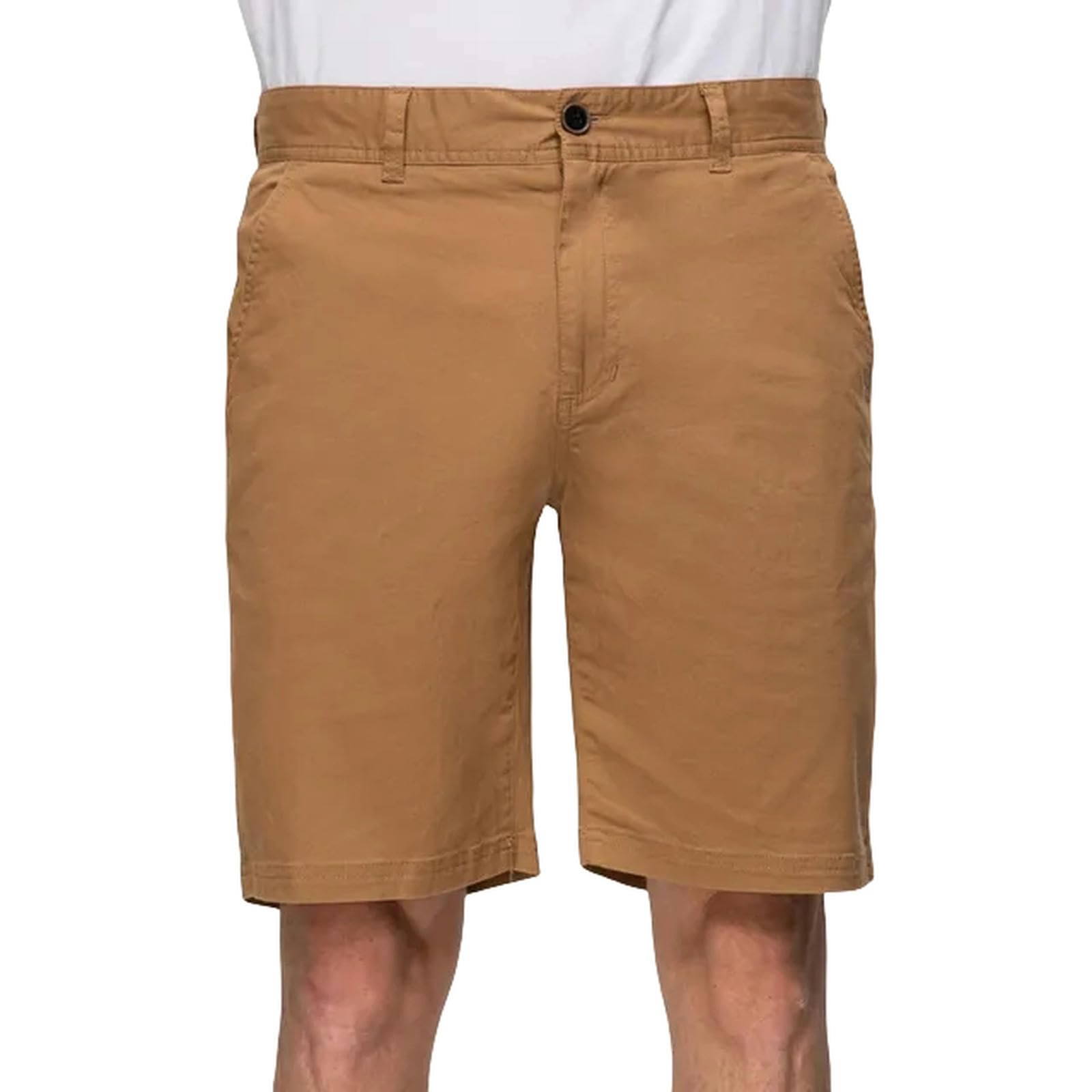 Męskie szorty męskie bawełniane szorty jednolite slim fit 18 cm wygodne rozciągliwe krótkie spodenki do pracy w golfa, Brązowy, 50