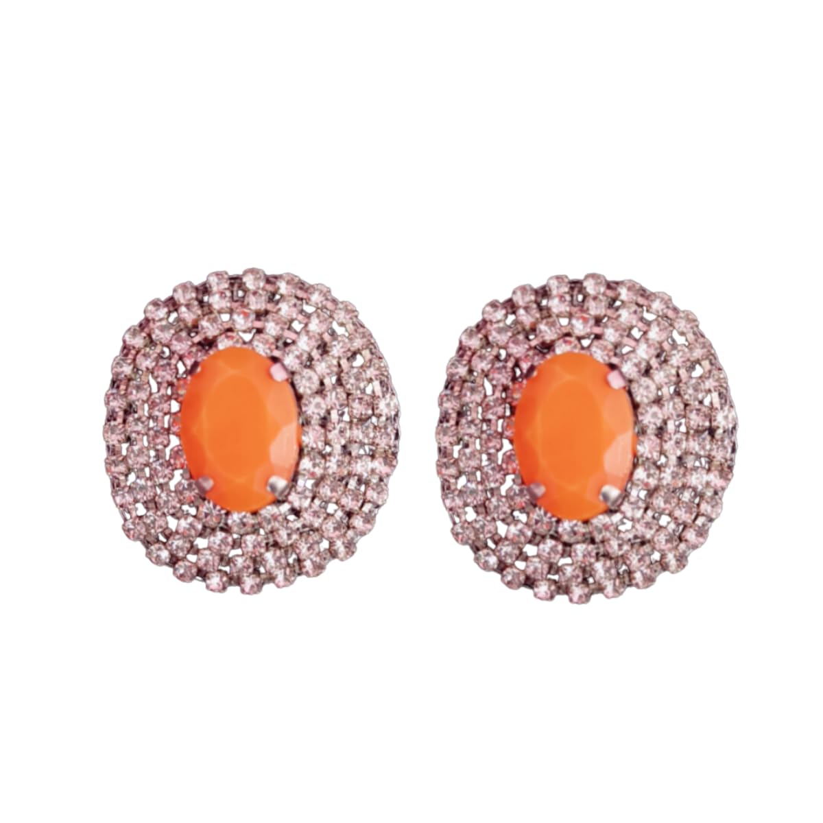Future Fashion Crystal Stone Earring Vintage Silver Color Stud Earrings Bridal Round Wedding Earrings For Women (Orange) (B0D2DQ833D) Amazon Price History, Amazon Price Tracker
