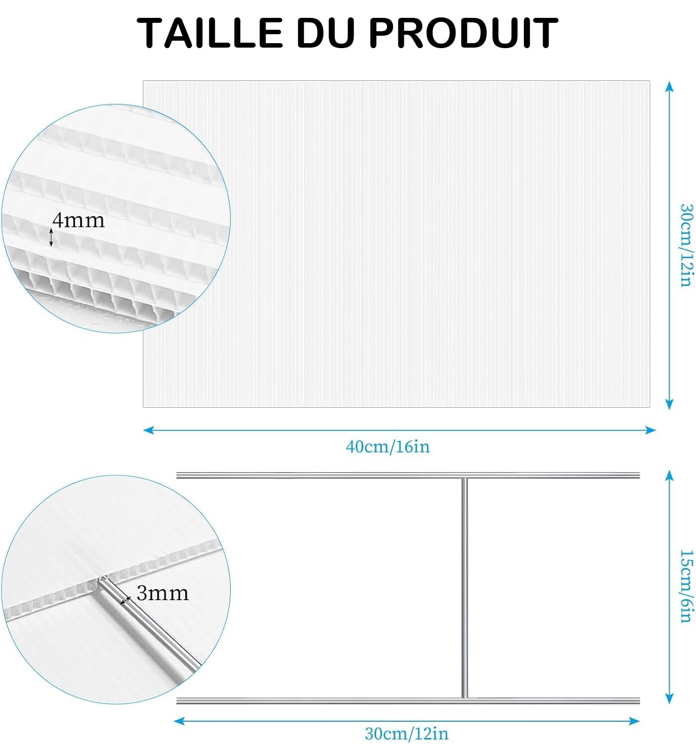20 Pièces Panneaux de Jardin Blancs avec Piquets – Panneaux Extérieurs en Plastique Alvéolaire 41 x 30 cm avec Supports Métalliques en H, pour Location, Vide-Grenier, Fléchage, Mariage, Fête