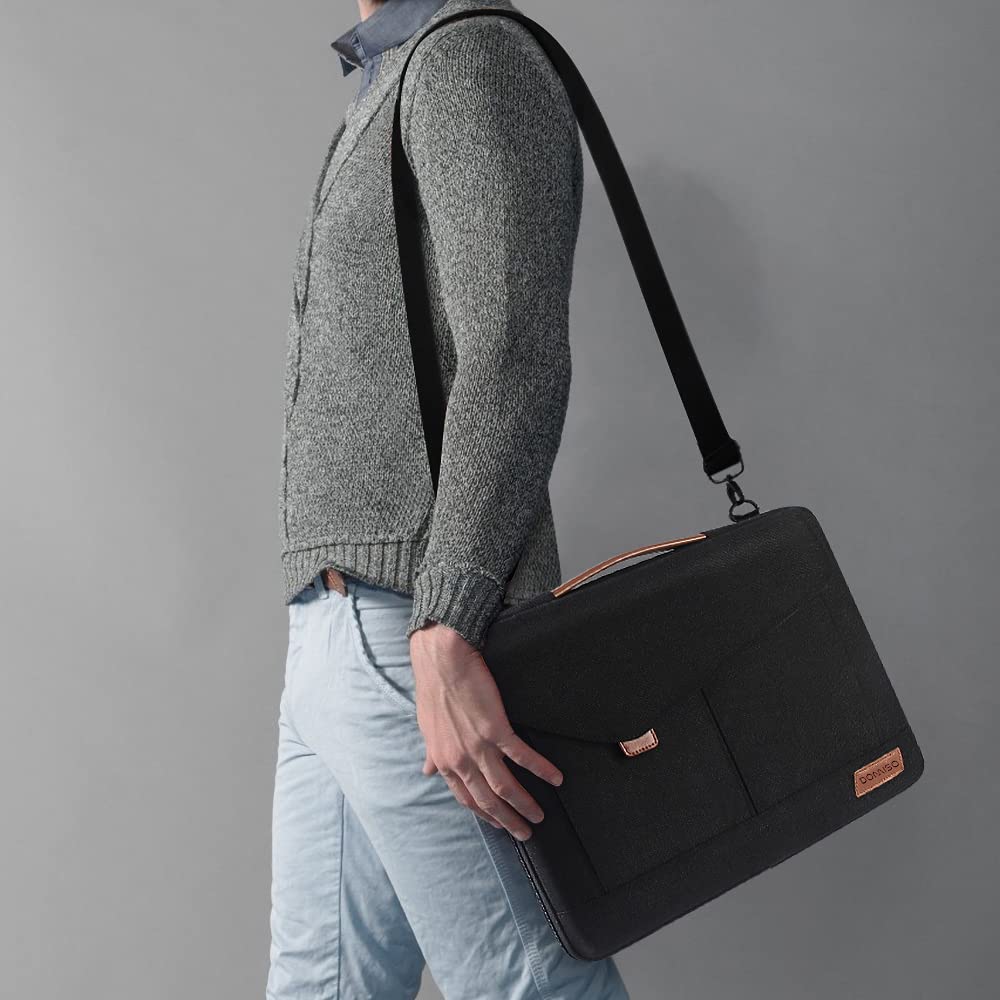 DOMISO 17-17.3 Pouces Sacoche pour ordinateur portable Porte-documents d'affaires Sac à dos Compatible avec 17.3" Dell Computer/HP Pavilion 17/MSI GS73VR Stealth PRO/Lenovo/ASUS,Noir