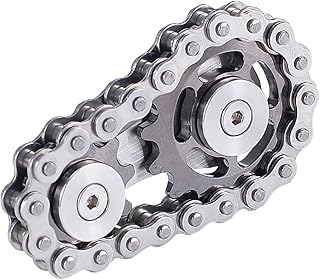 Bike Chain Gear Fidget Spinner, Metal Sprocket Chain Fidget Toy, Stress Anxiety Relief Fidget Toy, Focus Finger Spinning Toy, Stainless Steel Durable Mechanics W/Smooth Bearings EDC Novelty Toy