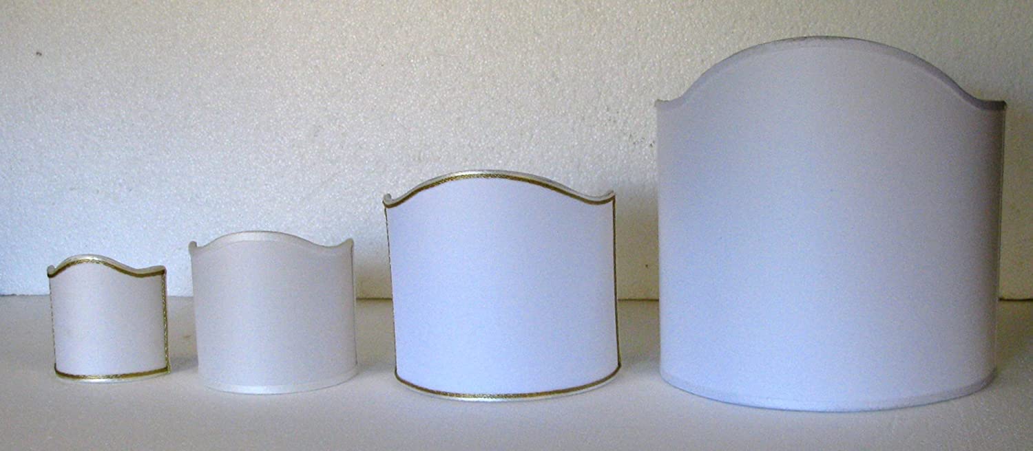 Paolo Rossi paralume mezza vela ventola veletta sagomata in tessuto con rifinitura oro dorata - produzione propria - made in Italy (bianco, diametro cm 45)
