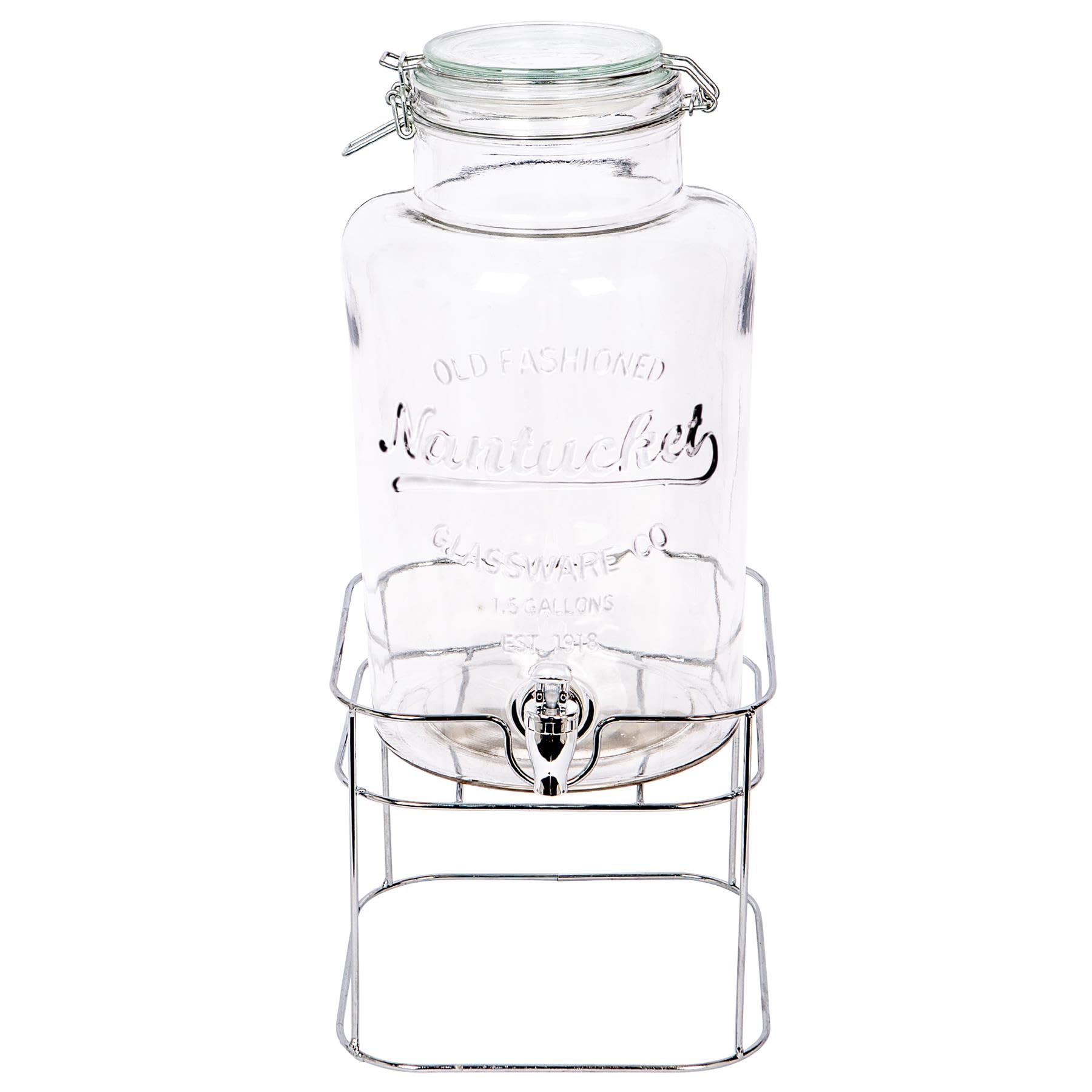 Rink Drink 6.5L Drinks Dispenser with Tap & Stand - Large Home Kitchen Outdoor Chrome Tap Water Dispensing Jug Indoor Juice Punch Bottle for BBQ, Party, Picnic, Events, Buffets