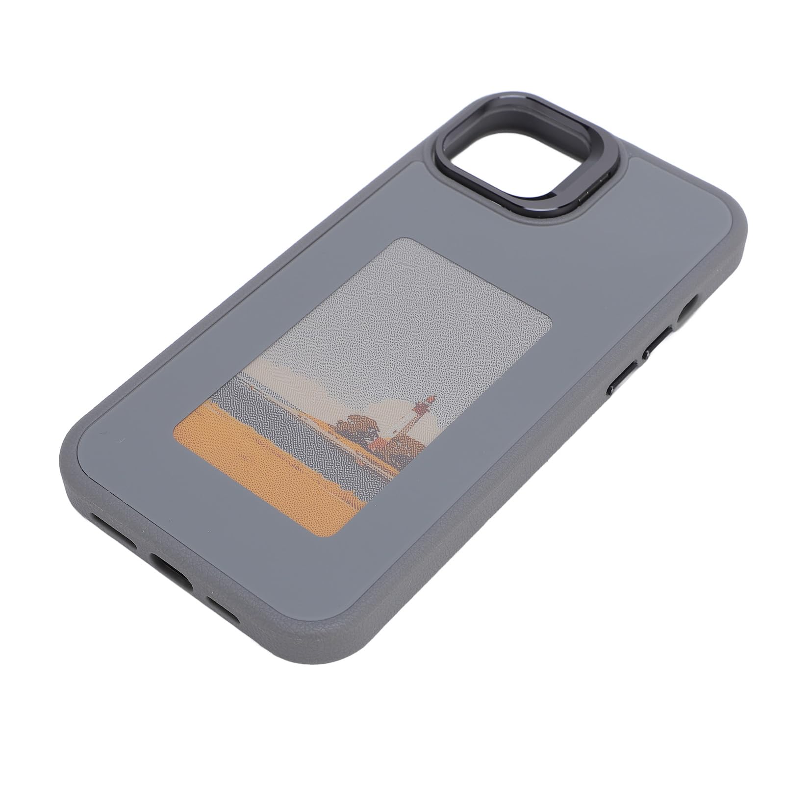 Cocoarm Caja del Teléfono con Pantalla de Tinta TPU y Aleación de Aluminio Caja del Teléfono Inteligente NFC Pantalla de Fotos DIY Soporte de Lente Anti Caída para 14 Plus para Viajes, Trabajo, Uso