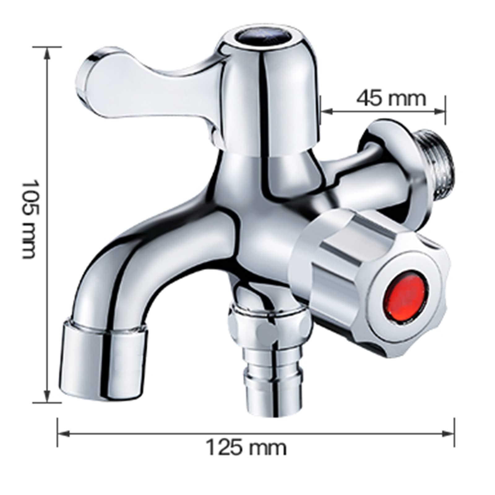 ISCBAFYX Adattatore per Rubinetto della Lavatrice Rubinetto Singolo per Acqua Fredda Rubinetto per lavello per Lavanderia in Ottone Sdoppiatore per Tubo della Lavatrice Adattatore per Rubinetto a