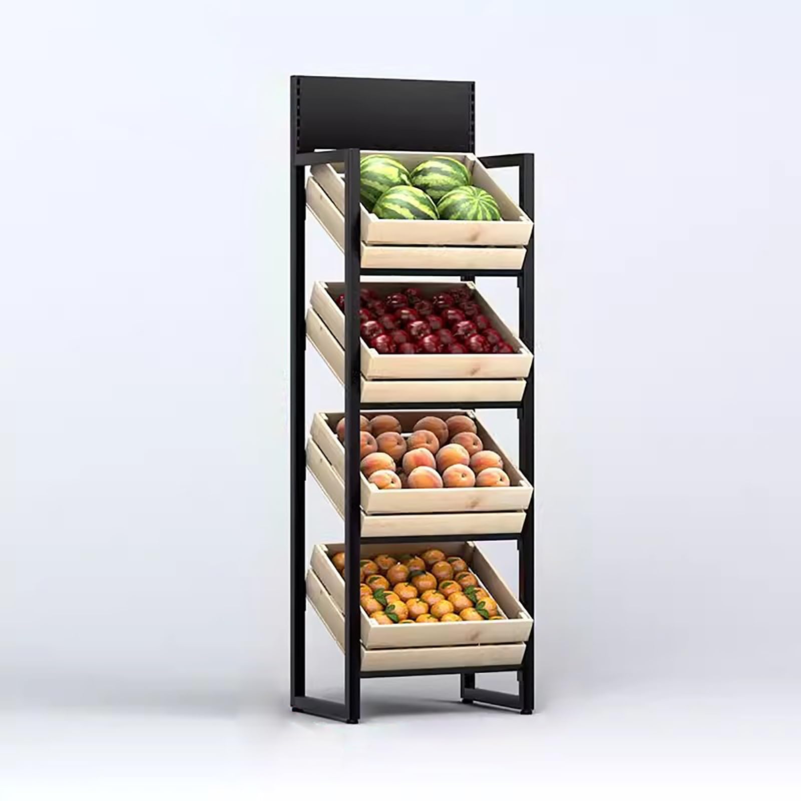 Jkjzsalj Wooden Case Commercial Snack Rack Display Stand - Floor Standing Potato Chip Shelf Can Adjustable Tier Spacing - Supermarket Display Rack For Food Fruits Books Toys - Easy,-4 Tier