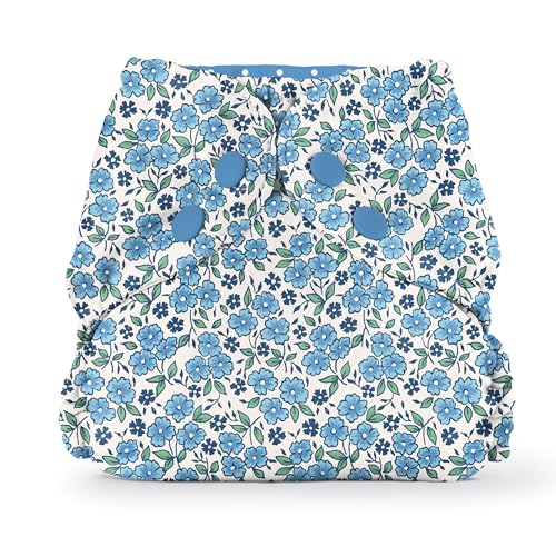 Esembly Cloth Diaper Cover - Reusable Swim Diaper Waterproof Breathable - Adjustable Outer Layer Over Absorbent Inner for Blowout Protection - Forget-me-not Size 2 (18-35lbs)