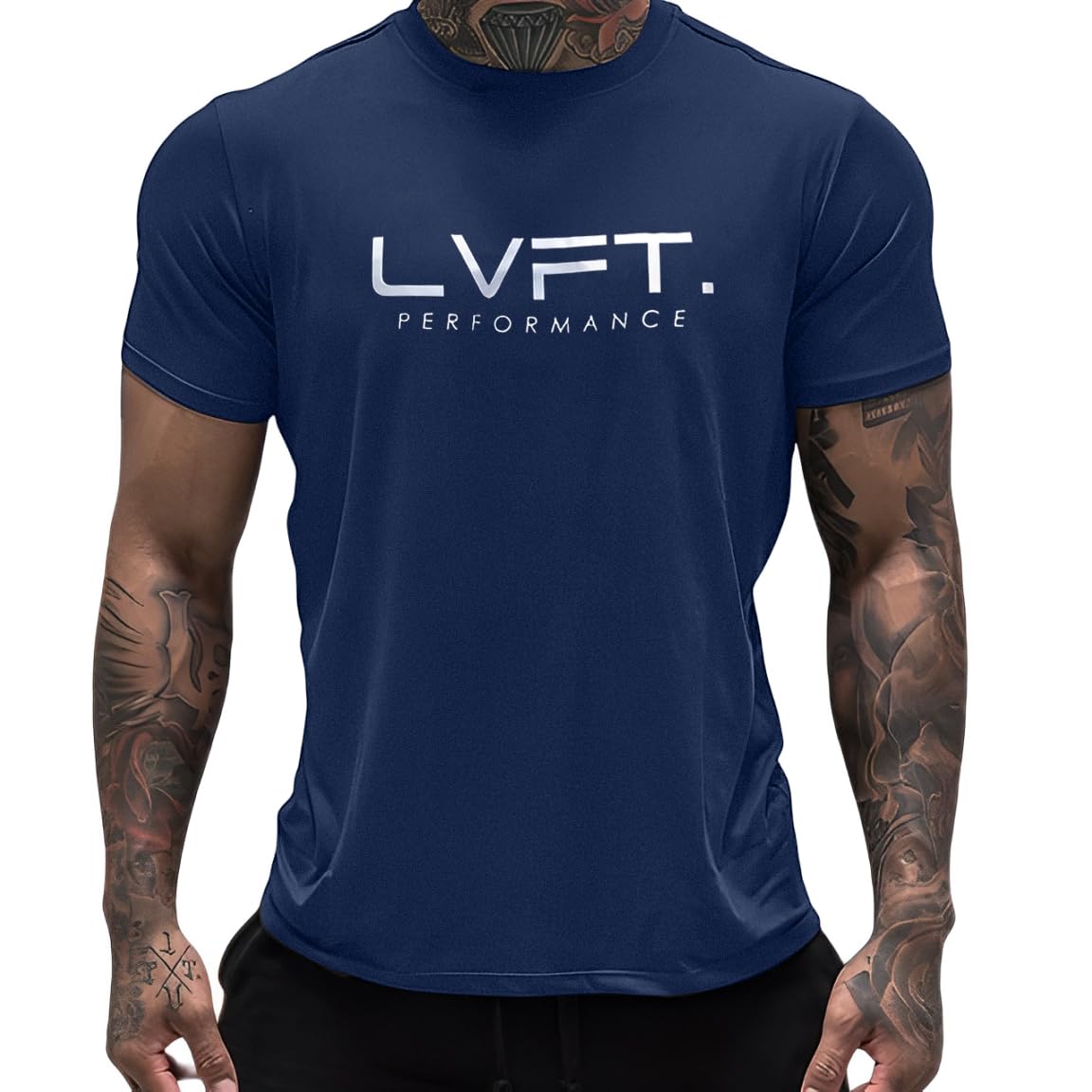 Lingt Chic Men's Gym Body Building Sports Running Workout Training Exercise Fitness Tees Shirt (US, Alpha, XX-Large, Regular, Regular, Navy Blue)
