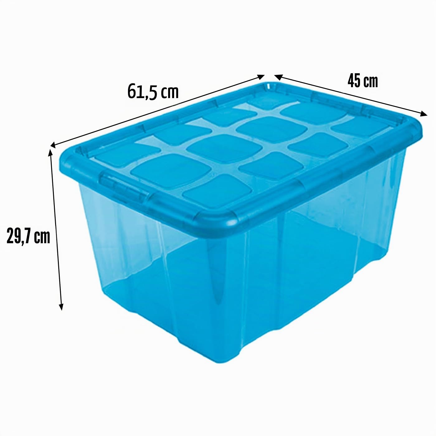 ACAN Tradineur - Pack de 4 Cajas de Almacenamiento - Fabricado en plástico - Contenedor para almacenar juguetes, libros, ropa, mantas - No. 18 (Azul) - 45 x 61,5 x 29,7 cm - 60 L