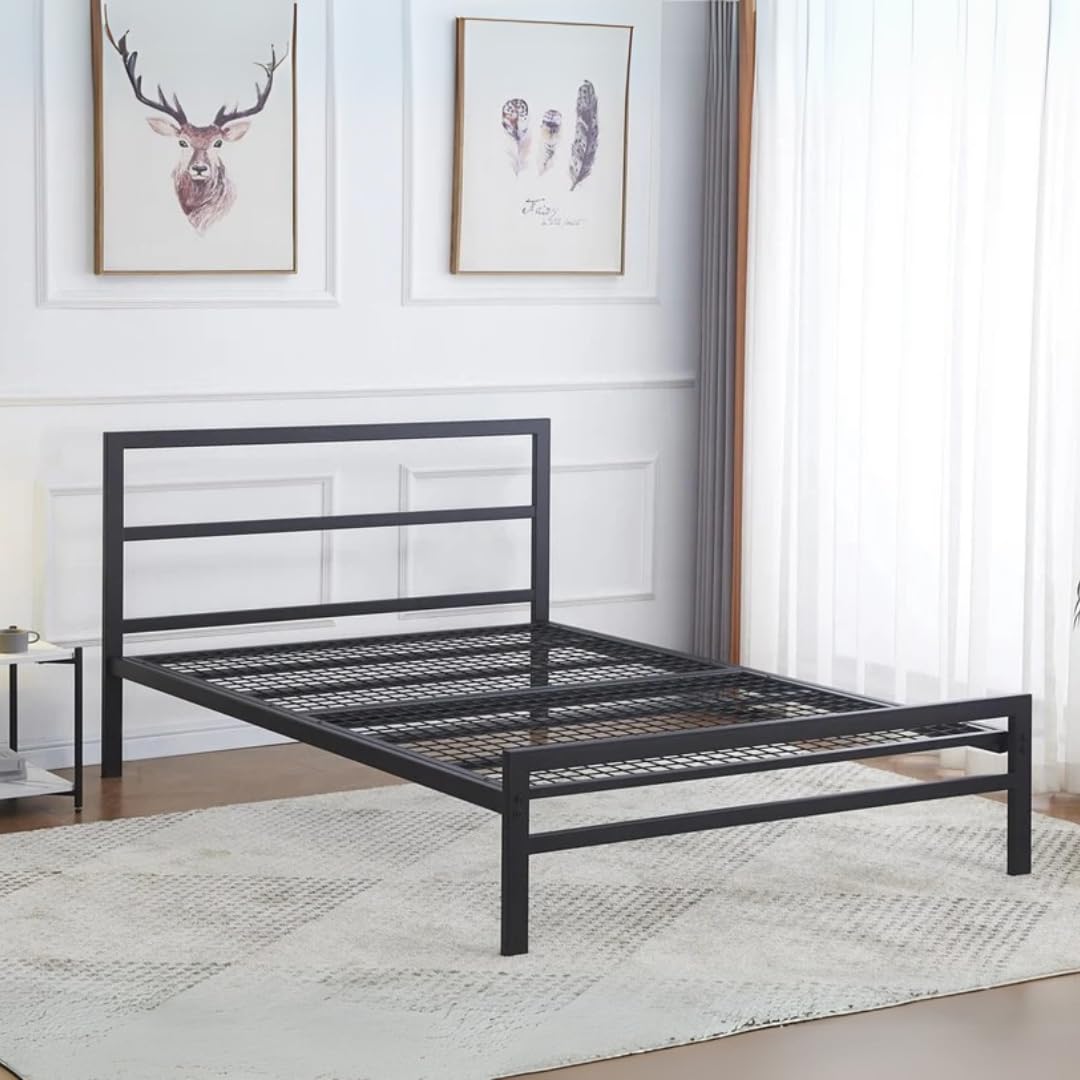 – Reinforced Beds, BLOCK BED, Strong Mesh Base, Robust Metal Bed Frame, Exclusive Product, Easy Assembly (Double)