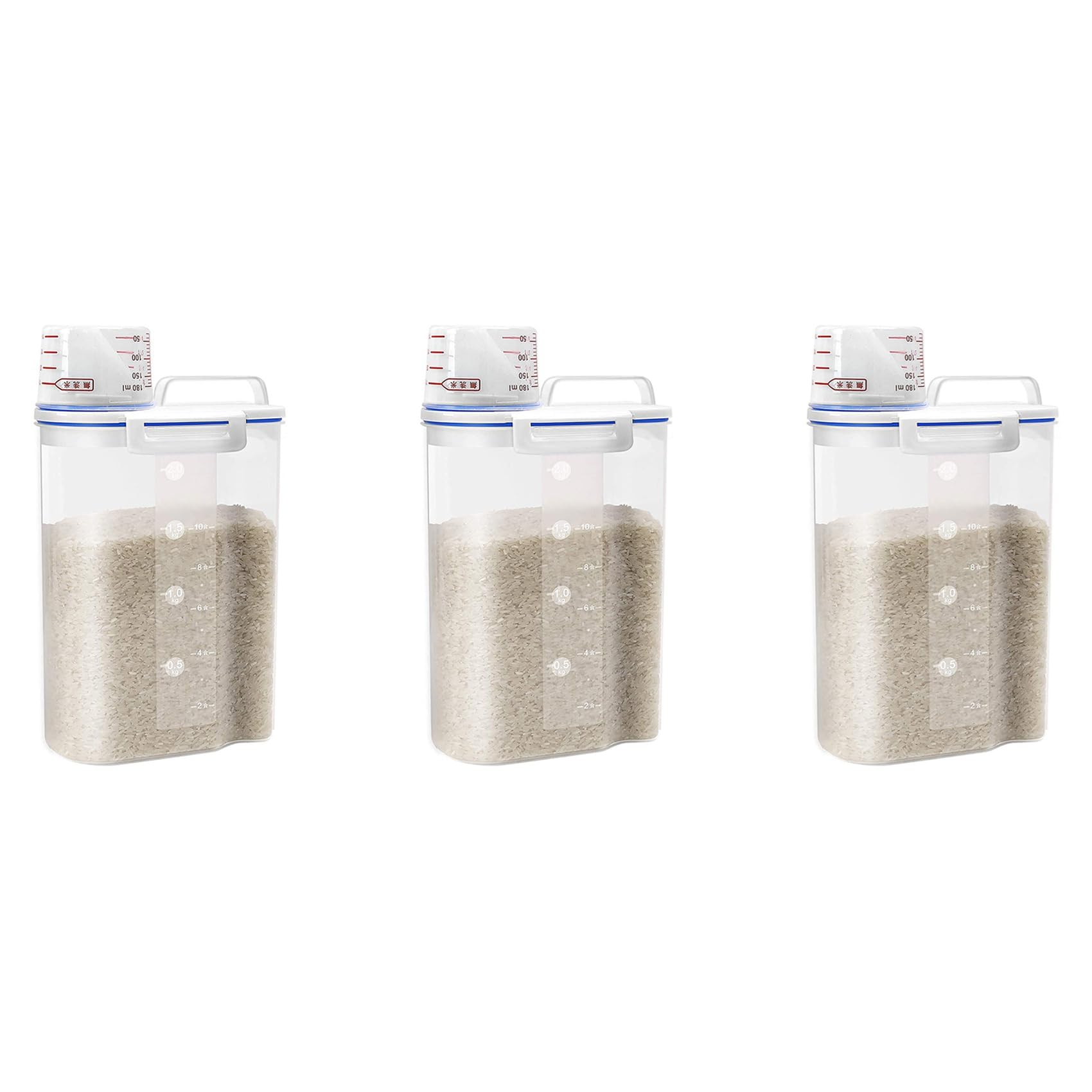 Hndhbfgrt 3X Rice Cereal Container Storage - Airtight Dry Food Rice Container Plastic Small Rice Dispenser with Measuring Cup