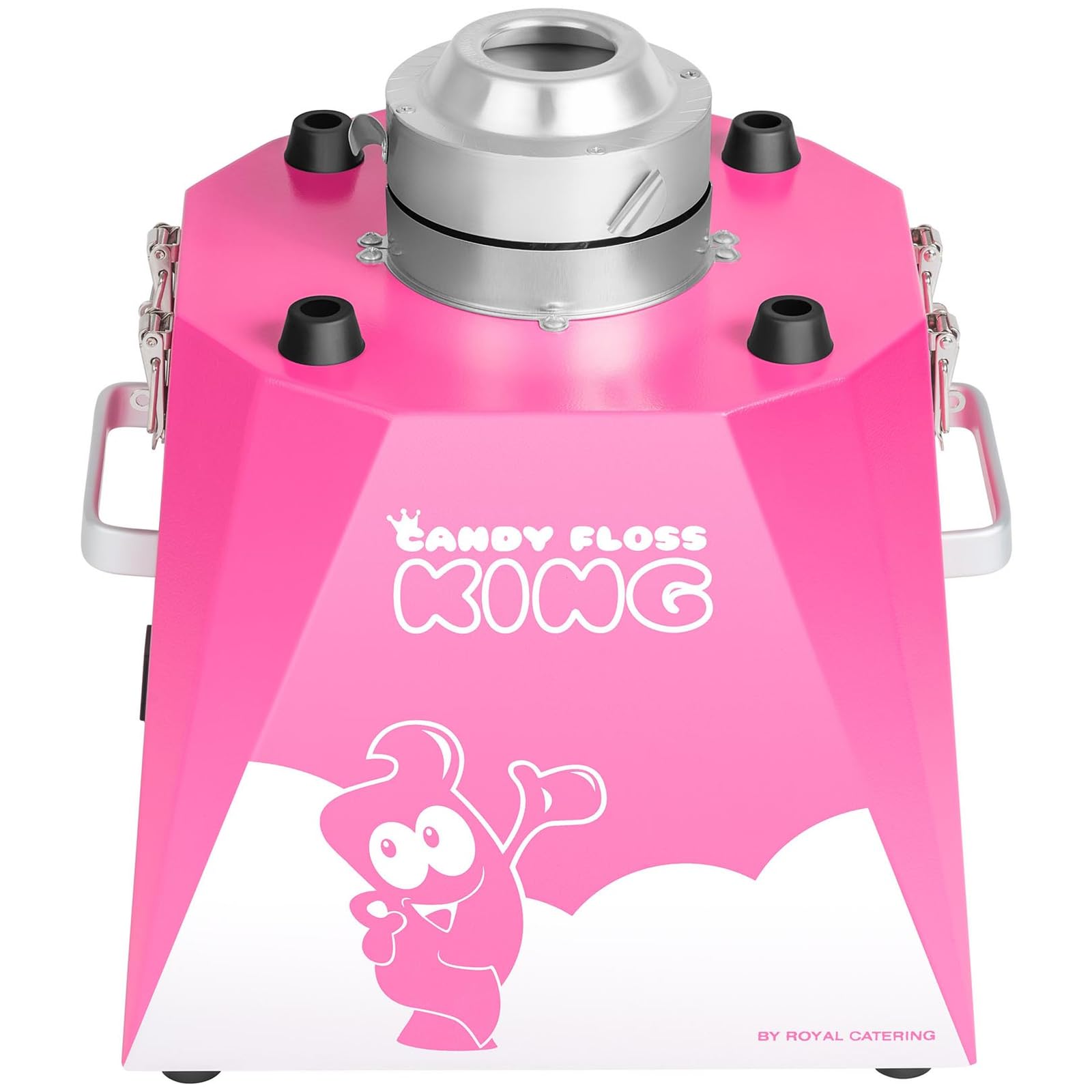 Royal Catering RCZK-1030-W-R Machine a Barbe a Papa Professionnelle (Ø 52 cm, 1200 W, 1 portion / 30 s, Acier Inoxydable) Rose