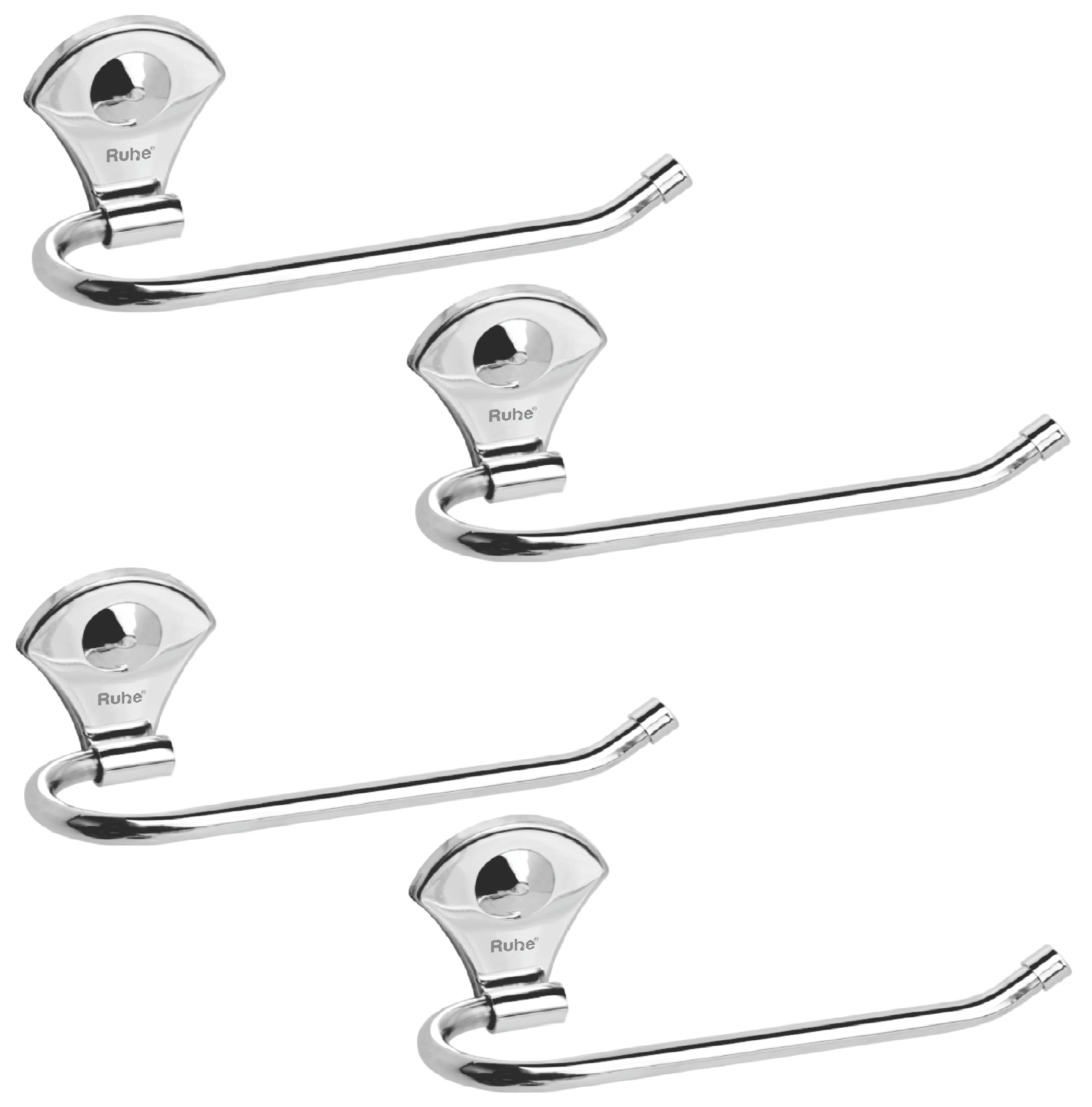 Ruhe® Napkin Ring | Feather Series Premium Grade Stainless Steel Wall Mounted Round Napkin Ring | (Chrome Finish) | Pack of 4 | ONLY- Napkin Ring